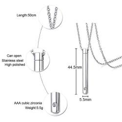 XUANPAI Engravable Minimalist Stainless Steel Urn Pendant for Ashes Bar Necklace Keepsake Cremation Jewelry