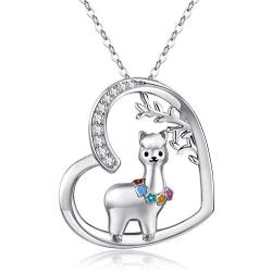 JUSTKIDSTOY Llama Necklace Jewelry Sterling Silver Cute Animal Alpaca Pendant Necklace Birthday Gifts for Women Girls