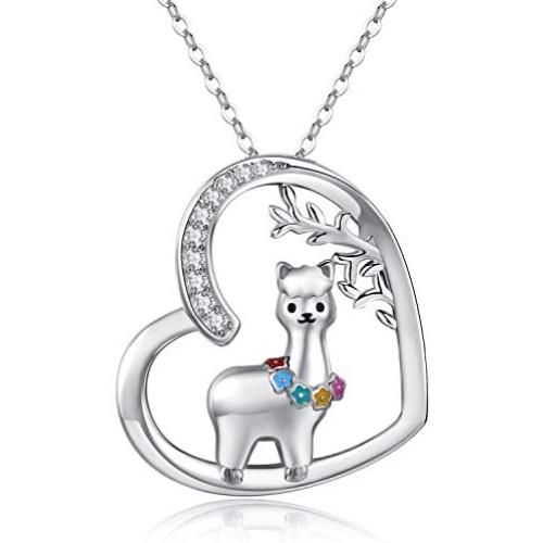 JUSTKIDSTOY Llama Necklace Jewelry Sterling Silver Cute Animal Alpaca Pendant Necklace Birthday Gifts for Women Girls