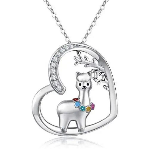 JUSTKIDSTOY Llama Necklace Jewelry Sterling Silver Cute Animal Alpaca Pendant Necklace Birthday Gifts for Women Girls JUSTKIDSTOY Llama Necklace Jewelry Sterling Silver Cute Animal Alpaca Pendant Necklace Birthday Gifts for Women Girls