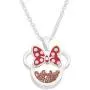 Disney Birthstone Women and Girls Jewelry Minnie Mouse Silver Plated Shaker Pendant Necklace, 18+2'' Extender