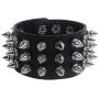 León Jewelry Rivet Studded Bracelet Wide Leather Cuff Wrap Adjustable Buttons Black Goth Punk Rock Costume Wristband