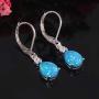 CiNily Gold Plated Teardrop Shape Opal Dangle Drop Earrings For Women Girls Gemstone Leverback Drop Earrings