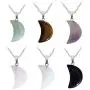 MIGLUFA 6Pcs Natural Stone Pendant Necklace Healing Point Reiki Gemstone Crystal Jewelry Making for Women