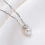Pearl Necklace Single Freshwater White Pearl Pendant Bar Necklace with Silver Chain Jewelry Gifts for Women Girls