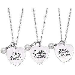 O.RIYA 3 Best Friend Necklace, Sister Gifts Necklac Keychain Jewelry,Bridesmaid Jewelry, Big Middle Little Sister Necklace Set,Three Best Friends, Personalise Necklaces