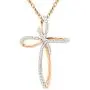 Jewelili 10kt Gold 1/5cttw Natural White Diamond Cross Pendant Necklace, 18'' Rope Chain Jewelili 10kt Gold 1/5cttw Natural White Diamond Cross Pendant Necklace, 18'' Rope Chain