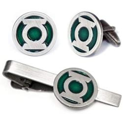SharedImagination Green Lantern Cufflinks, Justice League Tie Clip, Batman vs Superman Tie Tack Jewelry, Green Lantern Logo Cuff Links Link Wedding Party Gift, Avengers Groomsmen Gifts