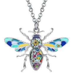 DUOWEI Enamel Honey Bee Necklace Charms Insect Bee Pendant Jewelry Gifts for Women Teen Girls Kids