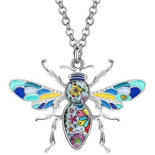 DUOWEI Enamel Honey Bee Necklace Charms Insect Bee Pendant Jewelry Gifts for Women Teen Girls Kids