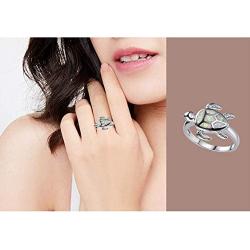 Health and Longevity Sea Turtle Jewelry Rings Created White Opal Sea Turtle Birthstone Sterling Silver Ring