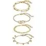 SOFTONES Boho Plated Gold Layered Bracelets for Women Girls Open Cuff Chain Bracelets Sets Jewelry,Adjustable Size