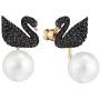 SWAROVSKI Womens Iconic Swan Jewelry Collection, Rose Gold Tone Finish, Black Crystals