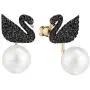 SWAROVSKI Womens Iconic Swan Jewelry Collection, Rose Gold Tone Finish, Black Crystals SWAROVSKI Womens Iconic Swan Jewelry Collection, Rose Gold Tone Finish, Black Crystals