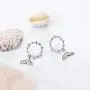 Dainty Mermaid Hoop Dangle Earrings for Women Girls S925 Sterling Silver Cubic Zirconia Fish Tail Drop Dangling Bead Wreath Circle Ring Stud Hypoallergenic Ear Piercing Sea Ocean Jewelry
