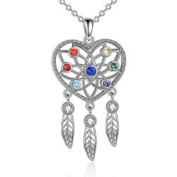 ONEFINITY Chakra Necklace Sterling Silver Tree of Life/Yoga Lotus Flower/Bar/Butterfly Necklace Healing 7 Chakra Celtic Heart Jewelry for Women Mom