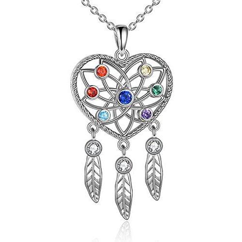 ONEFINITY Chakra Necklace Sterling Silver Tree of Life/Yoga Lotus Flower/Bar/Butterfly Necklace Healing 7 Chakra Celtic Heart Jewelry for Women Mom