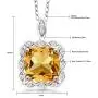 Gem Stone King 925 Sterling Silver Yellow Citrine Pendant Necklace 3.17 Cttw Cushion Cut Gemstone Birthstone with 18 Inch Silver Chain Gem Stone King 925 Sterling Silver Yellow Citrine Pendant Necklace 3.17 Cttw Cushion Cut Gemstone Birthstone with 18 Inch Silver Chain