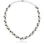 Gem Stone King 17 Inch White Cultured Freshwater Pearl and Black Crystal Necklace + Bracelet Set 7 Inch