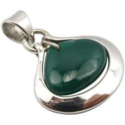 SilverStarJewel Green Onyx Pendant 2.8 cm 3.9 Grams 925 Pure Silver Gems Gift