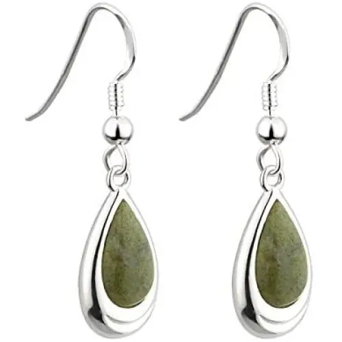 Connemara Marble Earrings Celtic Irish Teardrop Rhodium Plated Made in Ireland Connemara Marble Earrings Celtic Irish Teardrop Rhodium Plated Made in Ireland