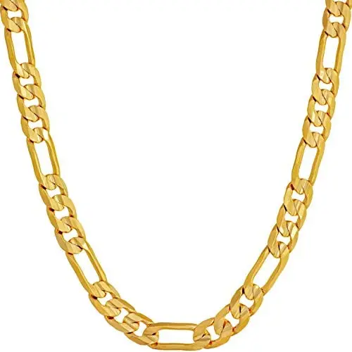 LIFETIME JEWELRY 6mm Figaro Chain Necklace for Men & Women 24k Real Gold Plated LIFETIME JEWELRY 6mm Figaro Chain Necklace for Men & Women 24k Real Gold Plated