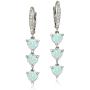 Sterling Silver Genuine and Created Gemstone Heart 3-Stone Dangle Earrings