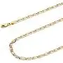 14k REAL Tri Color Gold Solid 3mm Star Diamond Cut Chain Bracelet with Lobster Claw Clasp - 7.5''