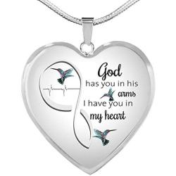 Hummingbird God Has You In Arms I Have You In My Heart Luxury Necklace Necklace Jewellery Gifts Circle - Perfect Happy Gift