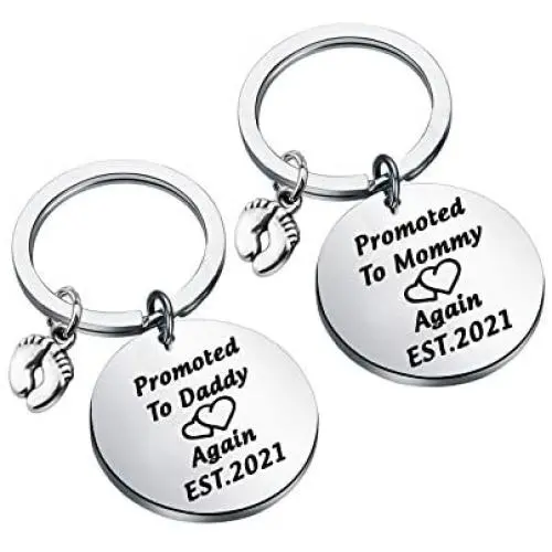 FUSTMW Promoted to Daddy/Mommy Again EST.2021 Gifts Pregnancy Announcement Keychain New Dad Gift Mama to be Mommy Jewelry FUSTMW Promoted to Daddy/Mommy Again EST.2021 Gifts Pregnancy Announcement Keychain New Dad Gift Mama to be Mommy Jewelry