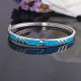 CiNily 14K White Gold Plated Opal Bangle Bracelet for Women Teen Girls,Hypoallergenic Jewelry Gift Gemstone Bangle Bracelet 8.26 inch