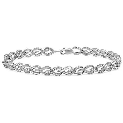 Dazzlingrock Collection 1.00 Carat (ctw) Round Diamond Ladies Tennis Link Bracelet 1 CT
