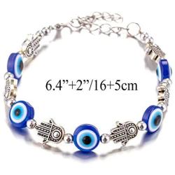 kelistom Evil Eye Hamsa Hand Bracelet for Protection and Luck, Handmade Link Bracelets for Women Men Teen Boys Girls Amulet Jewelry