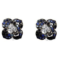 Effy Splash 925 Sterling Silver Sapphire Flower Earrings, 1.22 TCW IES0E854M0