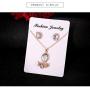 Belicey Women Gold Crystal Pendant Necklace and Rhinestone Stud Earrings Rings Jewelry Set Birthday/Anniversary Gifts for Women Girls Bestfriend Mom