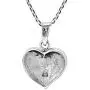 AeraVida One Love Heart Reconstructed Red Coral Inlays .925 Sterling Silver Pendant Necklace