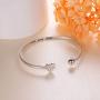 925 Sterling Silver Adjustable Open Cuff Heart Bangle Bracelet for Women Girls Inspirational Gift