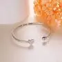 925 Sterling Silver Adjustable Open Cuff Heart Bangle Bracelet for Women Girls Inspirational Gift