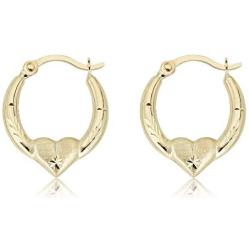 AVORA Gold Heart Creole Hoop Earrings - 10K 3-Tone or 14K/10K Yellow Gold