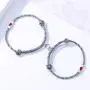 Braided matching bracelets for couples heart shaped fingerprint lover lanyard adjustable wrist string pendant handmade jewelry set with magnetic bells 2 pieces Braided matching bracelets for couples heart shaped fingerprint lover lanyard adjustable wrist string pendant handmade jewelry set with magnetic bells 2 pieces
