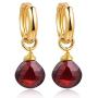 Piara Genuine Red Garnet Drop Earrings, Handmade 18K Gold Plated Dangle Earrings, Earrings Hoops Jewelry For Women, January Birthstone