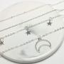 TseanYi Layering Moon Star Necklaces Silver Crescent Moon Pendant Necklace Vintage Bead Choker Necklace Chain Jewelry for Women and Girls