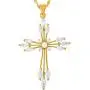 LIFETIME JEWELRY Cubic Zirconia Snowflake Cross Necklace Chain 24k Gold Plated