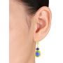 Yellow Gold Overlay Solid Brass Dangle Earrings For Women Hypoallergenic 10.60 Ct Royal Blue Lapis Lazuli Flower Hanging Earring September Birthstone Valentines Birthday Gift For Her By Orchid Jewelry