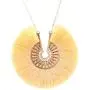 MIRMARU Bohemian Silky Thread Fringe Tassel Necklaces - Round Fine Silky Strand Vintage Gold Tone Long Chain Pendant Necklace for Women and Girl