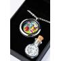 Fairy Garden Gift Locket including 5 magical enamelled charms. Fulfil every little girl’s dream. Includes a fairy, unicorn, flower, lady bug & bird floating charms set in front of a mushroom house.