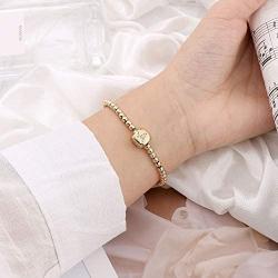 Gold Initial Bracelets for Women Girls, 14K Gold Plated Handmade Letter Bead Bracelet Personalized Initial Gold Bracelets for Women Teen Girls Jewelry Gifts