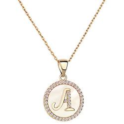 Moiom Letter Pendant Necklace Dainty 14k Gold Plated Initial Necklaces for Women Girl Cute Smile Necklace Friendship Mom Bridesmaid Birthday Gift Necklace