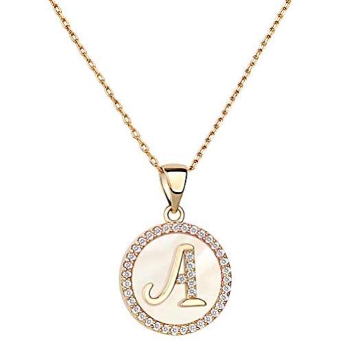 Moiom Letter Pendant Necklace Dainty 14k Gold Plated Initial Necklaces for Women Girl Cute Smile Necklace Friendship Mom Bridesmaid Birthday Gift Necklace
