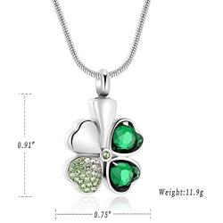 mingkejw Urn Necklace Four Leaf Clover Cremation Jewelry for Ashes Pendant Keepsake Memorial Necklace for Women Men